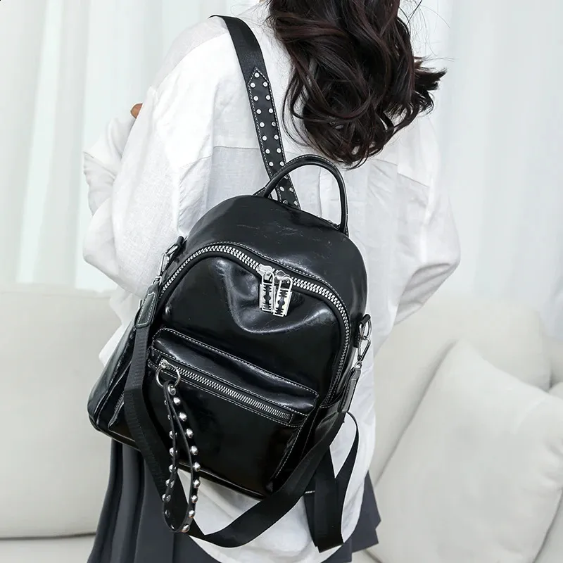 Mochila De Cuero Para Mujeres Mochila De Cuero Vintage Elegante