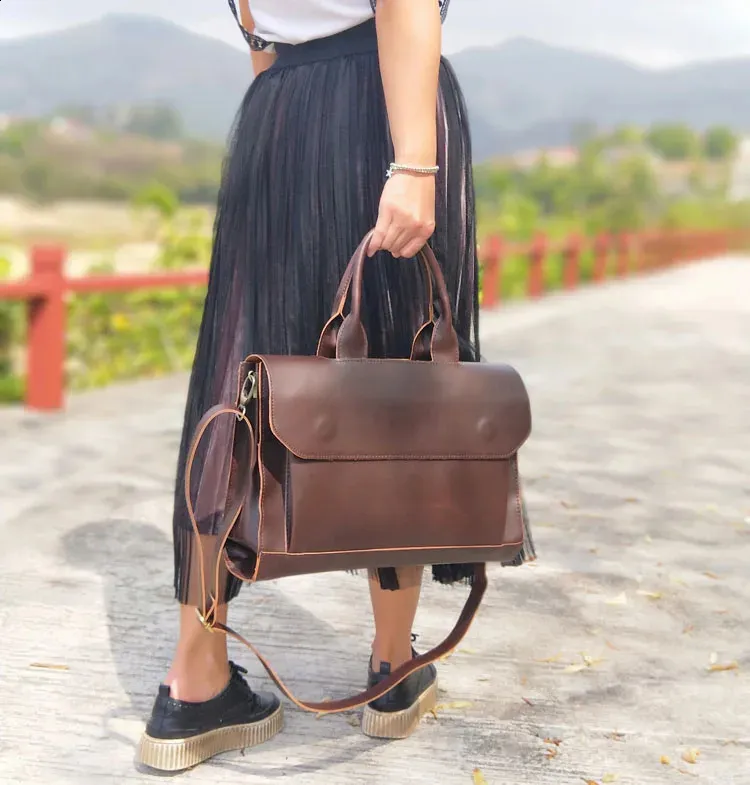 Business Laptop Briefcase for Women - A4 File Compartment