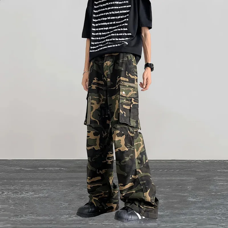 Cyber Y2K Camo Cargo Pants: Multi-Pocket Baggy Trousers - Shop Now