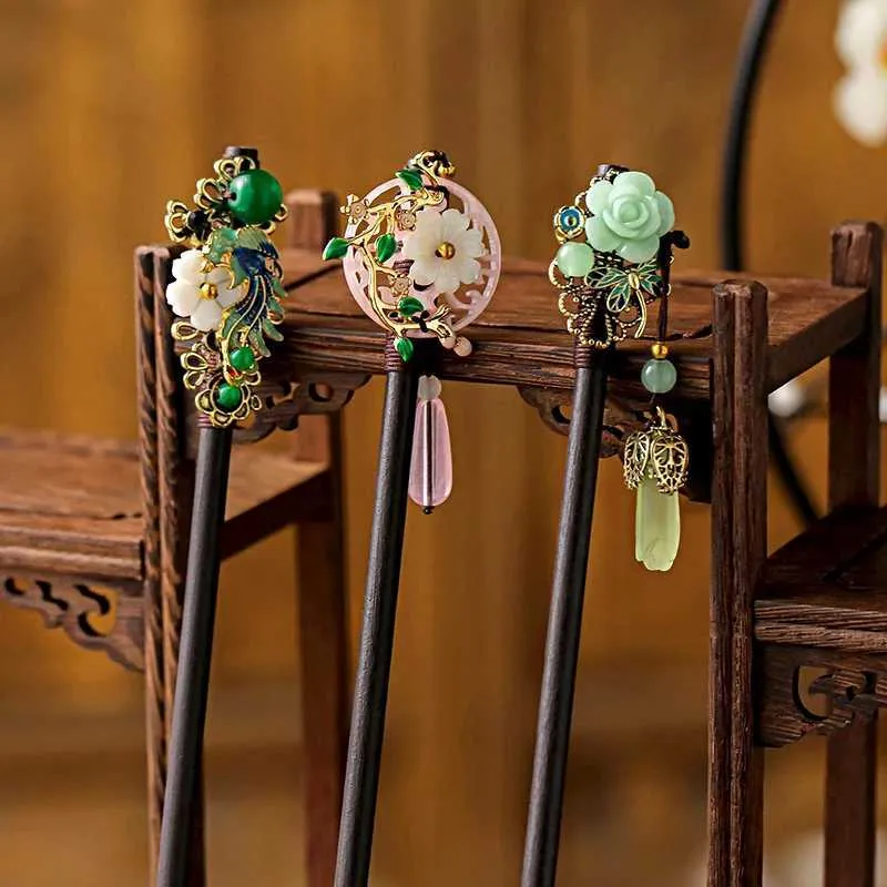 Luxury Handmade Wooden Resin Hairpin Personalized Hair Fork, Jewelry Resin Hairpin, Wood Hair  main image 3
