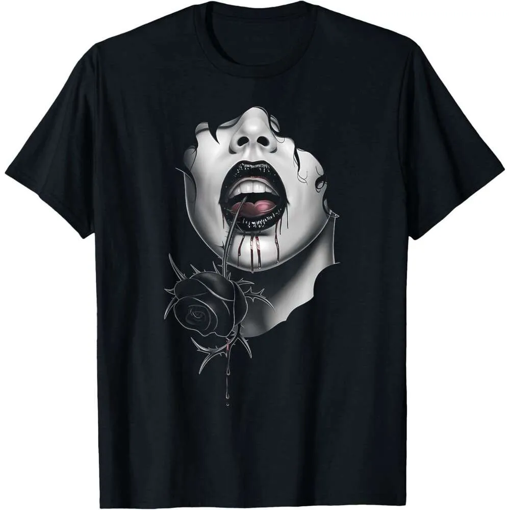 Wholesale Brand Rose Blood Gothic Floral Graphic T Shirts For Men