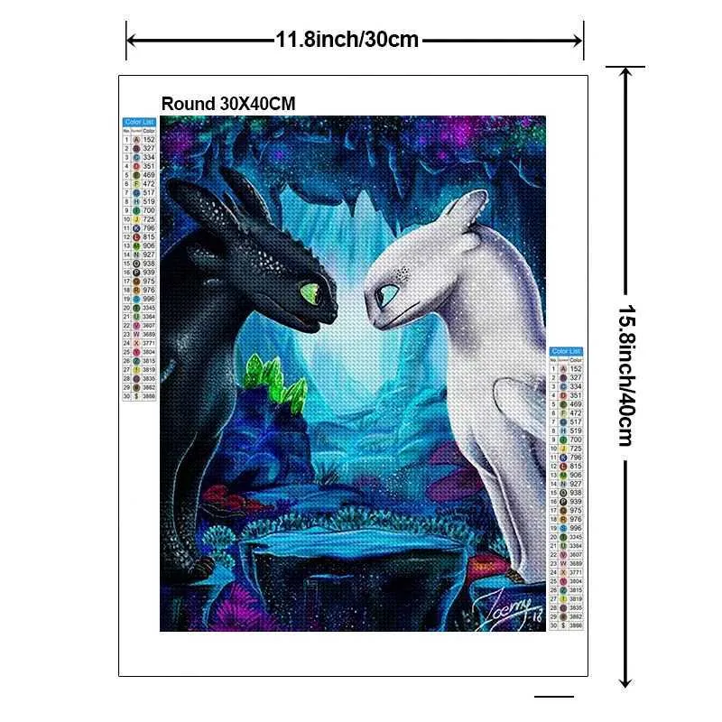 5D DIY Diamond Painting Dragon Images Full Drill Diamant Painting pour décoration murale à la maison 30 x 40 cm