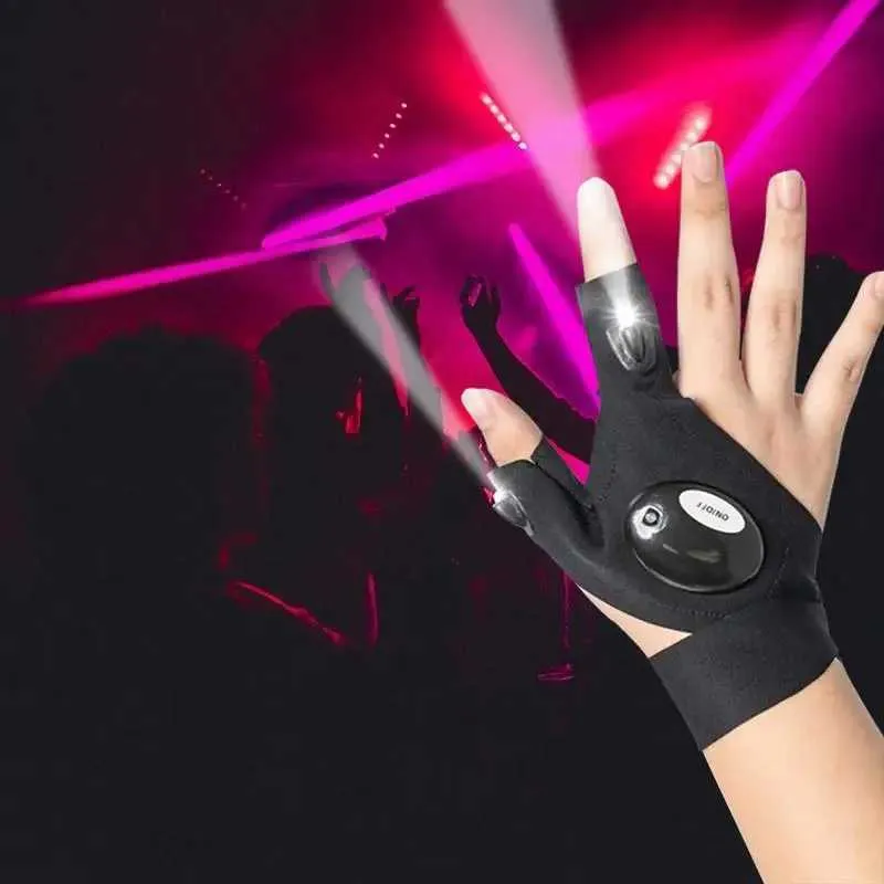 Gants Lumineux LED CYUANXGR Demi-doigt - 500 Lumens Pour Bricolage, Camping, Pêche - Unisexe