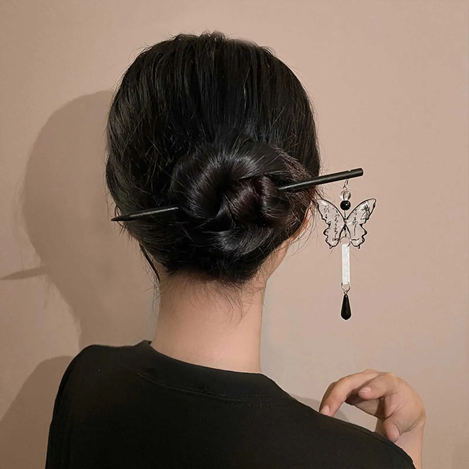 Vintage Butterfly Hair Clip With Tassels Elegant Jeweled 