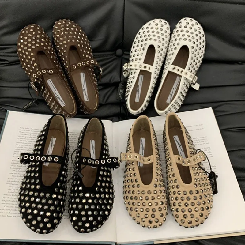 Sparkling Crystal Mary Jane Flats - Womens Rhinestone