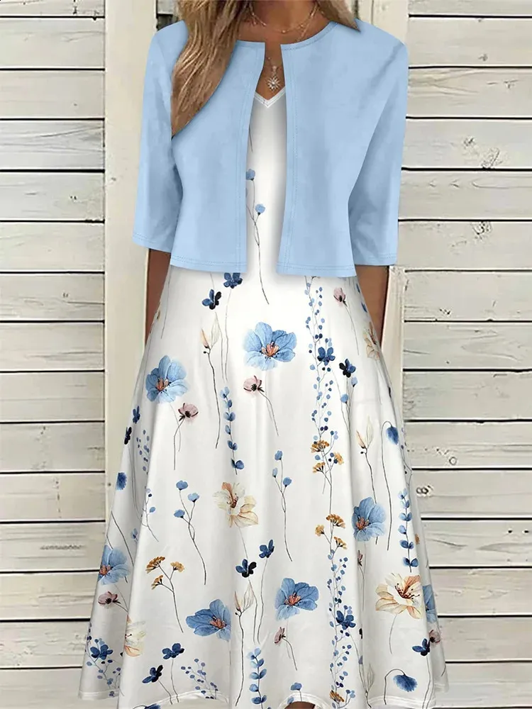 Floral Dress Fall Dress With Cardigan Plus Size Floral Two Piece