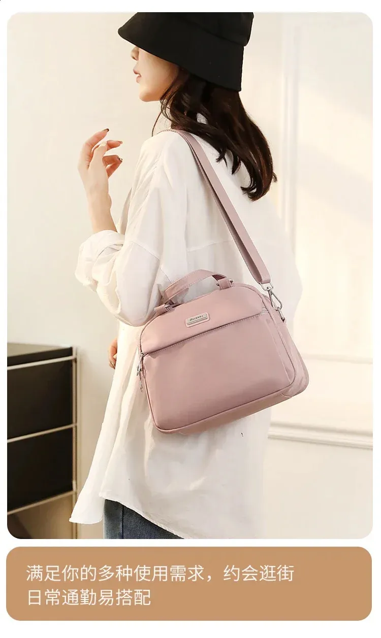 DHgate.com:Zippered Nylon Top Handle Shoulder Bag | Multi