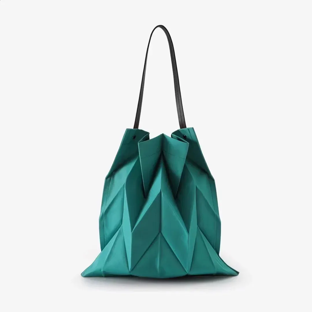 Fashion Womens Geometric Pleated Canvas Shoulder Bag Large 