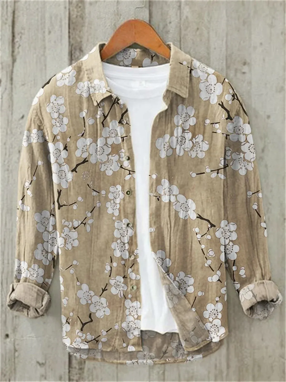 Mandarin Collar Shirt: Japanese Vintage Art Linen Blend
