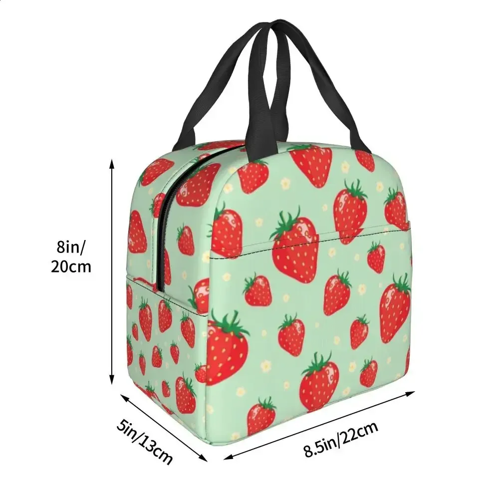 Lonchera Térmica Para Mujer Y Niños - Impermeable, Con Estampado De Fresa | Ideal Para Trabajo, Escuela O Picnic