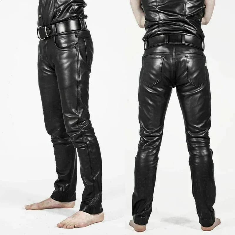 パンツ PUNCHING SYNTHETIC LEATHER LAYERED PANTS Ultra-Thin Black Synthetic Leather Motorbike Pants - Premium
