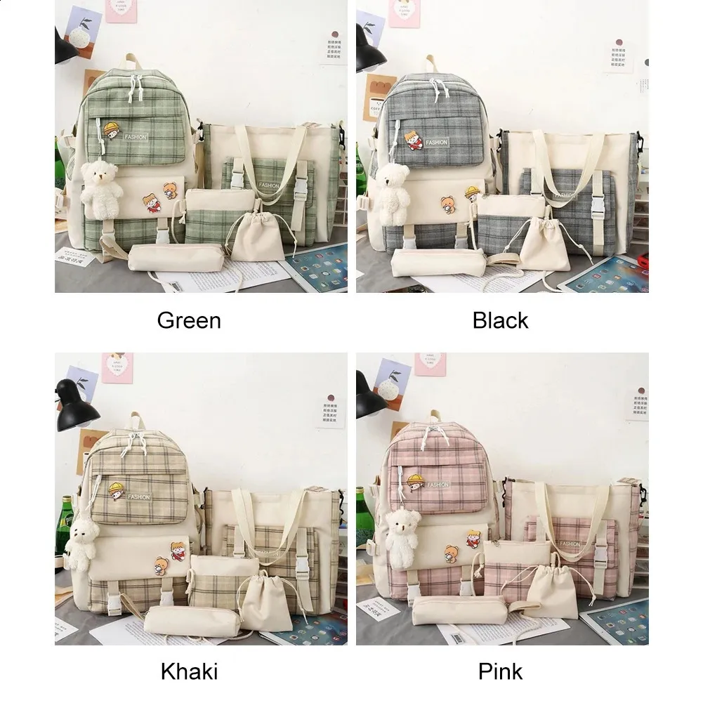 New Aesthetic Backpack Kawaii Backpack With Badge Pins Keychain Pendant Light Weight Travel Backpack | Casual Daypacks