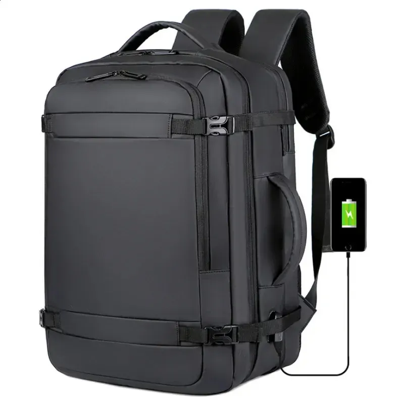 40L Expandable USB Charging Travel Backpack Men Large Capacity