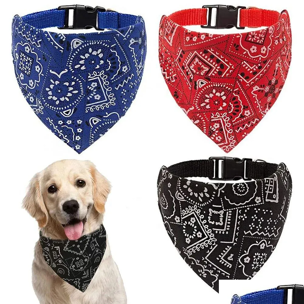 thumbnail image 2 of HACRAHO Blank Dog Bandana, 4 PCS Red Pet Bandana Collar With Quickly Release Buckle Adjustable Sublimation Dog Bandana With Removable Red Collar For 2 of 11