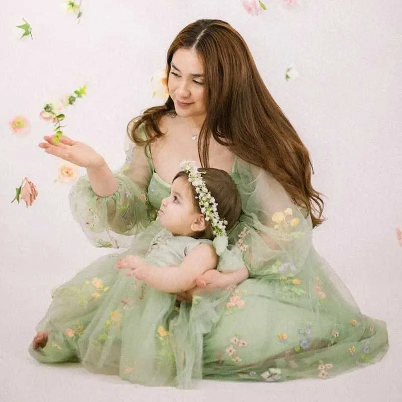 Fairy Flower Sage Green Mother Daughter Dresses ... From Popular_district1,  $18.29