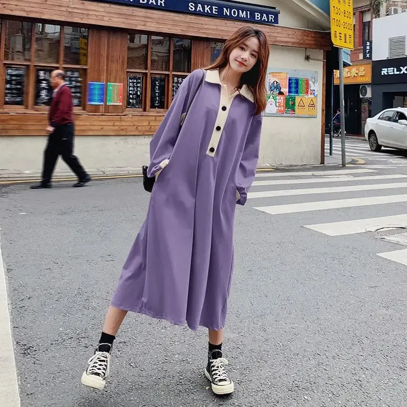 Oversized Autumn Korean Fashion Chiffon Pullover Floor-Length Long Sleeve Dress with Buttons from Dhgate Basic & Casual Dresses - price 70.44 Oversized Autumn Korean Fashion Chiffon Pullover Floor-Length Long Sleeve Dress with Buttons from Dhgate Basic & Casual Dresses - price 70.44