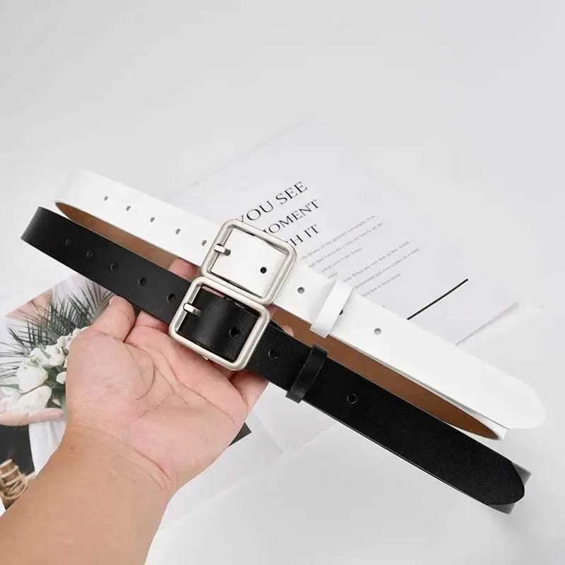 W240807 Leather Womens Belt 2.8cm Black Square Pin... From 