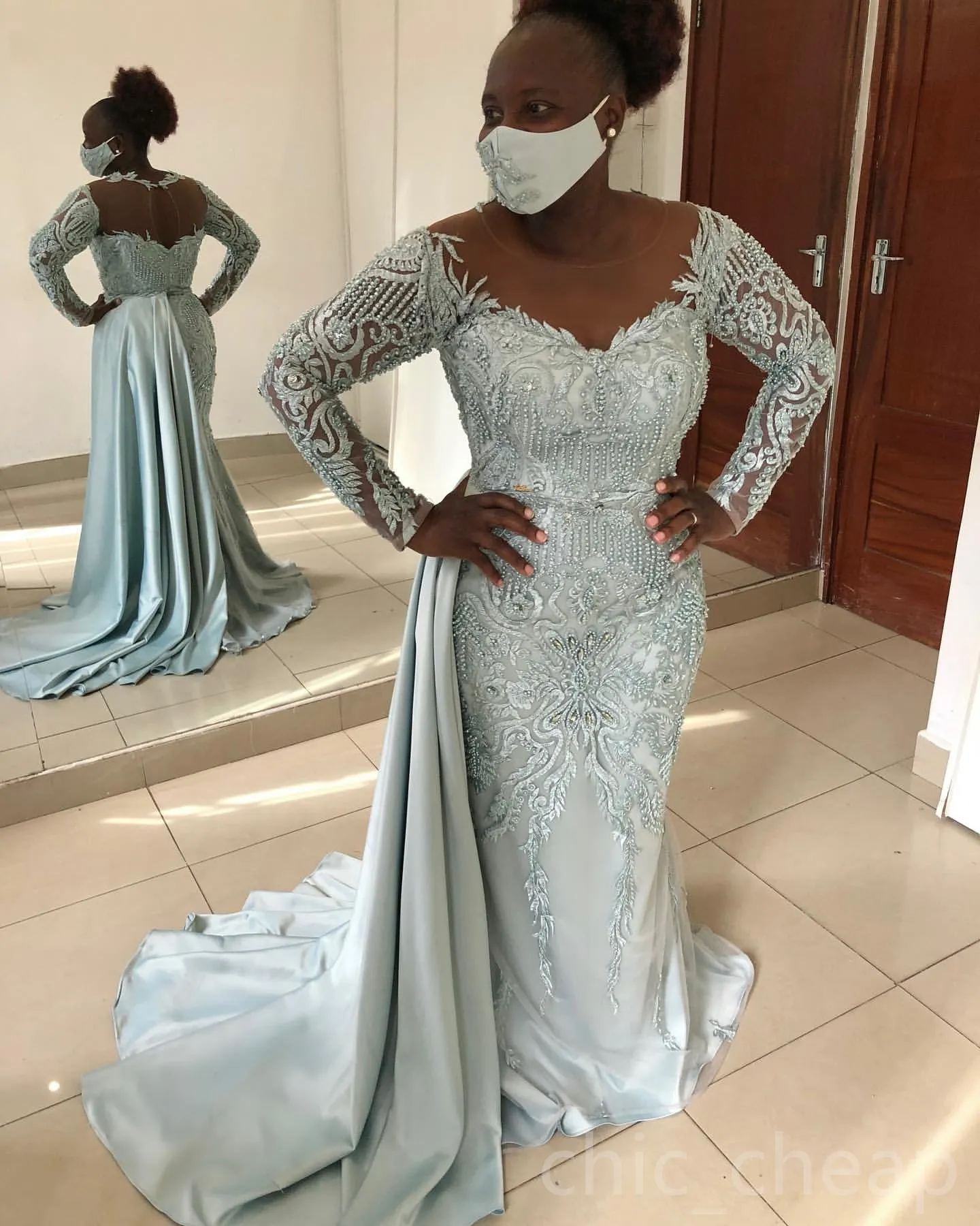 elegant silver lace dress 232E1206 Sparkly Off-Shoulder Embroidered Silver Lace Evening Dress main image 0