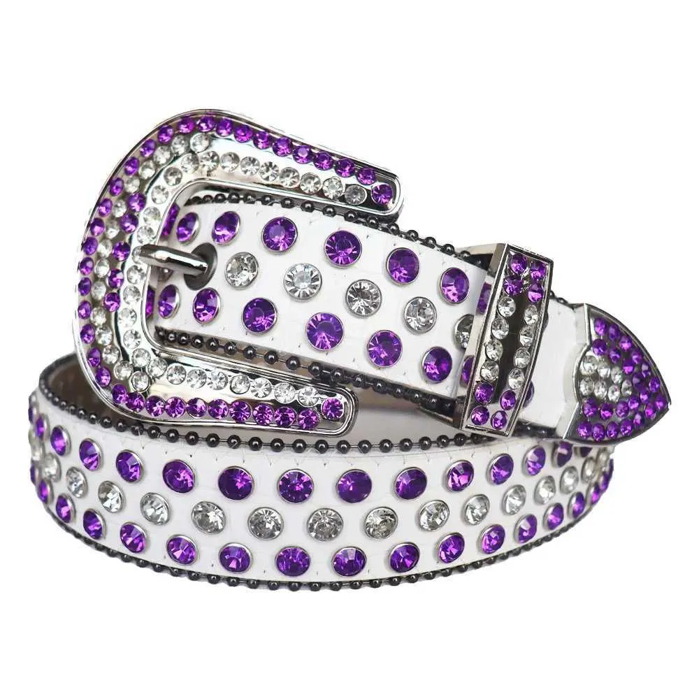 Plus Size Rhinestone Western Belt For Women Men Denim PU