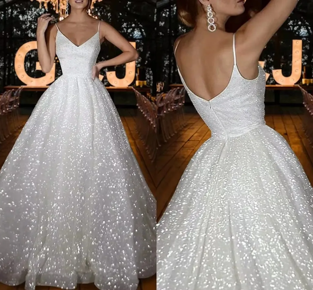 Sparkling Glitter Sequined A Line Glitter Formal Dress With Spaghetti Straps And Sweep Train For Womens Special Occasions Proms Receptions And Engagements Plus Size Available CL3846 From Allloves 112....