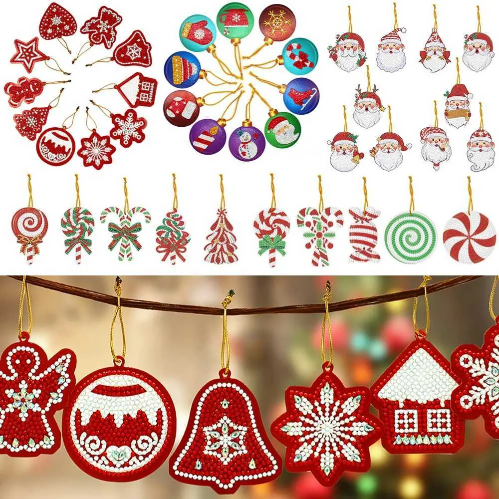 20 Piezas De Llavero De Pintura De Diamante De Navidad 5d Di