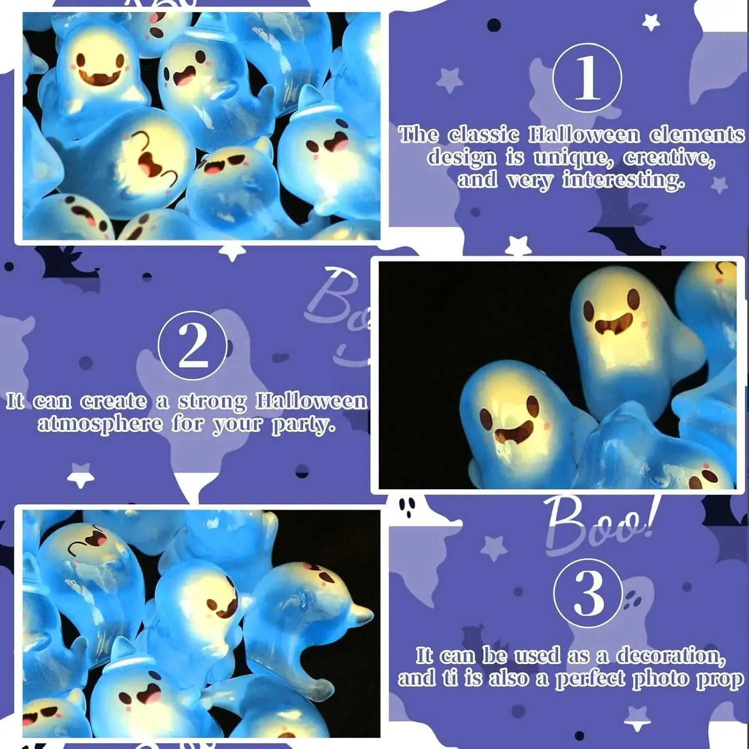 18 Mini Fantasmi Di Halloween Che Si Illuminano Al Buio - Decorazioni In Resina Per Giardino, Casa, Feste