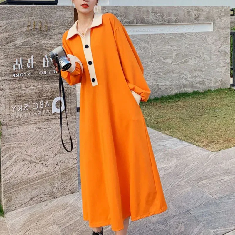 Casual Simplicity Buttons Turndown Collar Long Sleeve Dresses Casual Simplicity Buttons Turndown Collar Long Sleeve Dresses