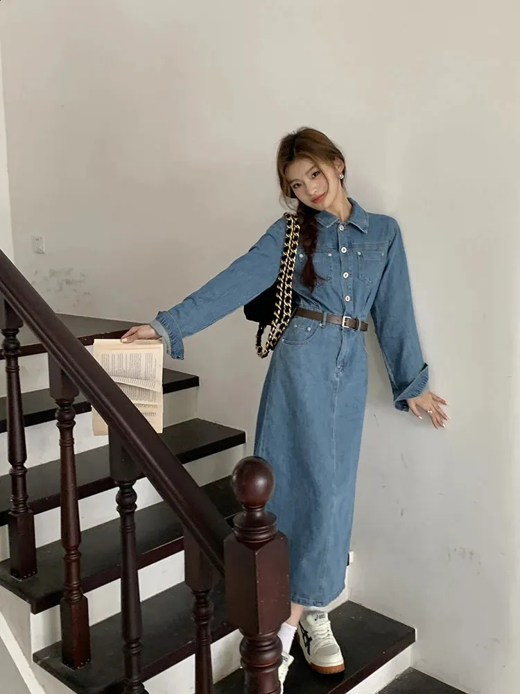 Korean Clothing Womens Denim Midi Dress, Ladies Long... From Sereinstore,  $42.83 In Bulk | DHgate.Com