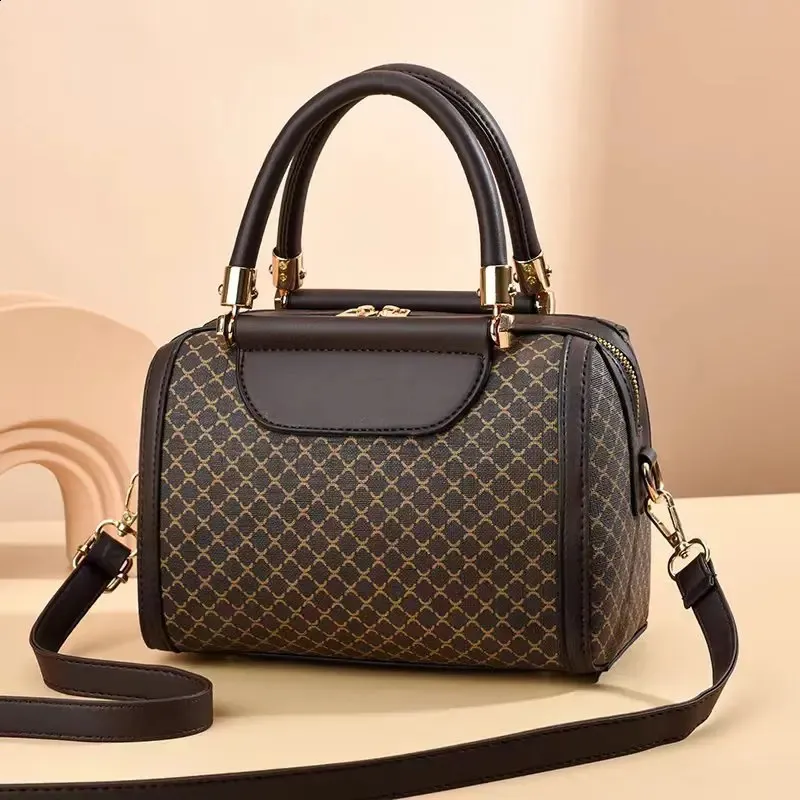 Premium Leather Crossbody Bag: Printed Pillow Design, Retro