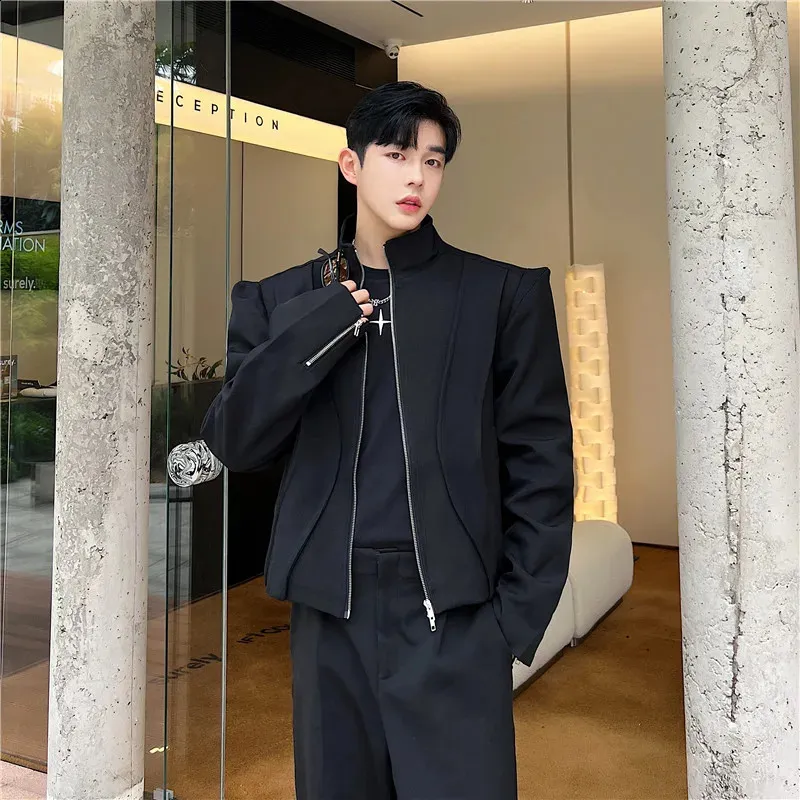 NOYMEI Temperament Shoulder Korean Short Jacket Zipper Decoration