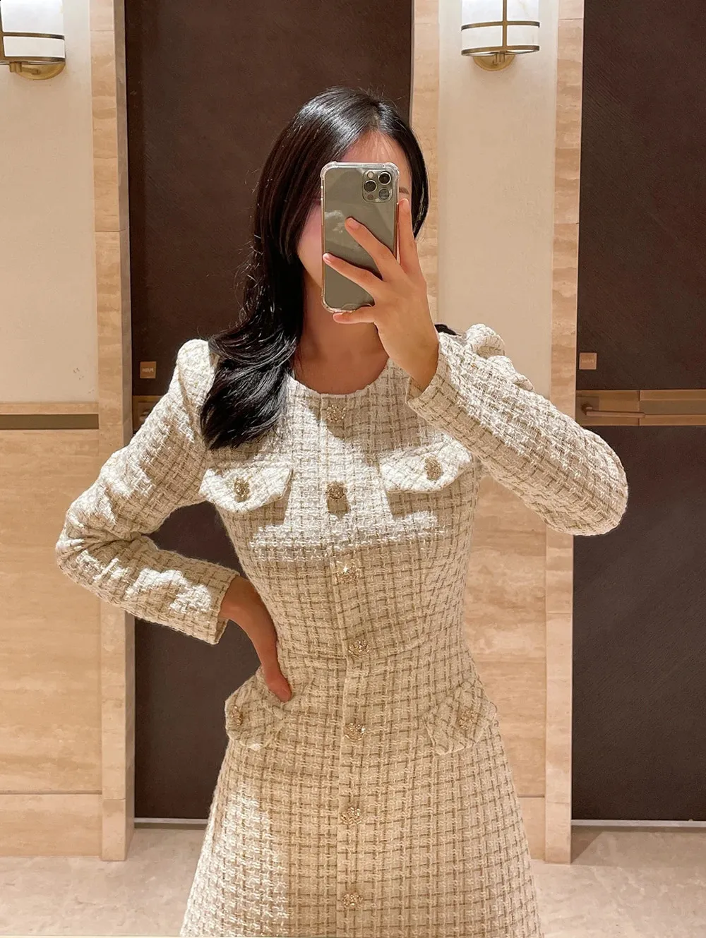 Chic Tweed Dress: Long Sleeve, Slim Fit, Perfect for Spring & Autumn - Shop  Now! from Dhgate Basic & Casual Dresses - price 104.09