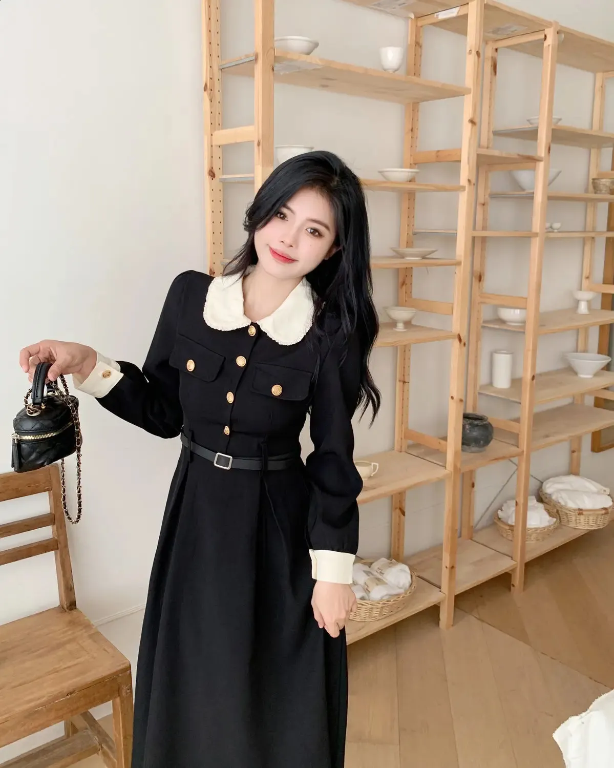 Long sleeve floor-length polyester dress with high waist and lapel collar for middle-aged women from Dhgate Basic & Casual Dresses - price 78.73 Long sleeve floor-length polyester dress with high waist and lapel collar for middle-aged women from Dhgate Basic & Casual Dresses - price 78.73