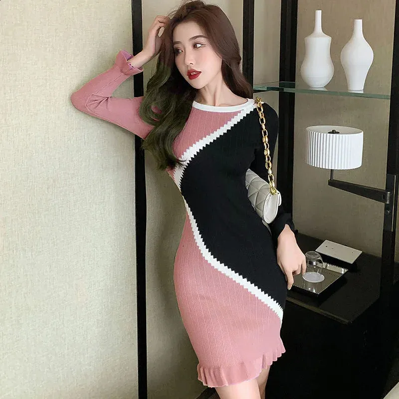 Korean Elegant Libertin Sweater One-Piece Dress for Women Korean Elegant Libertin Sweater One-Piece Dress for Women