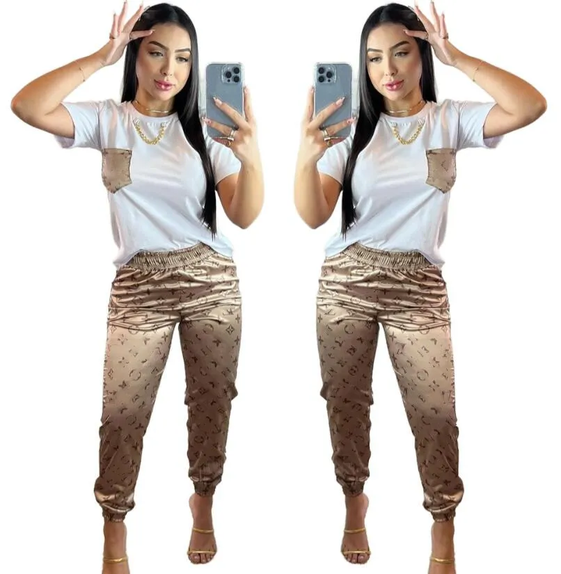 Luxury Womens Designer Ladies Tracksuit Bottoms Set Casual Sports Suit With T Shirt And Pants LJ5052 From Pink999 30 DHgate.Com