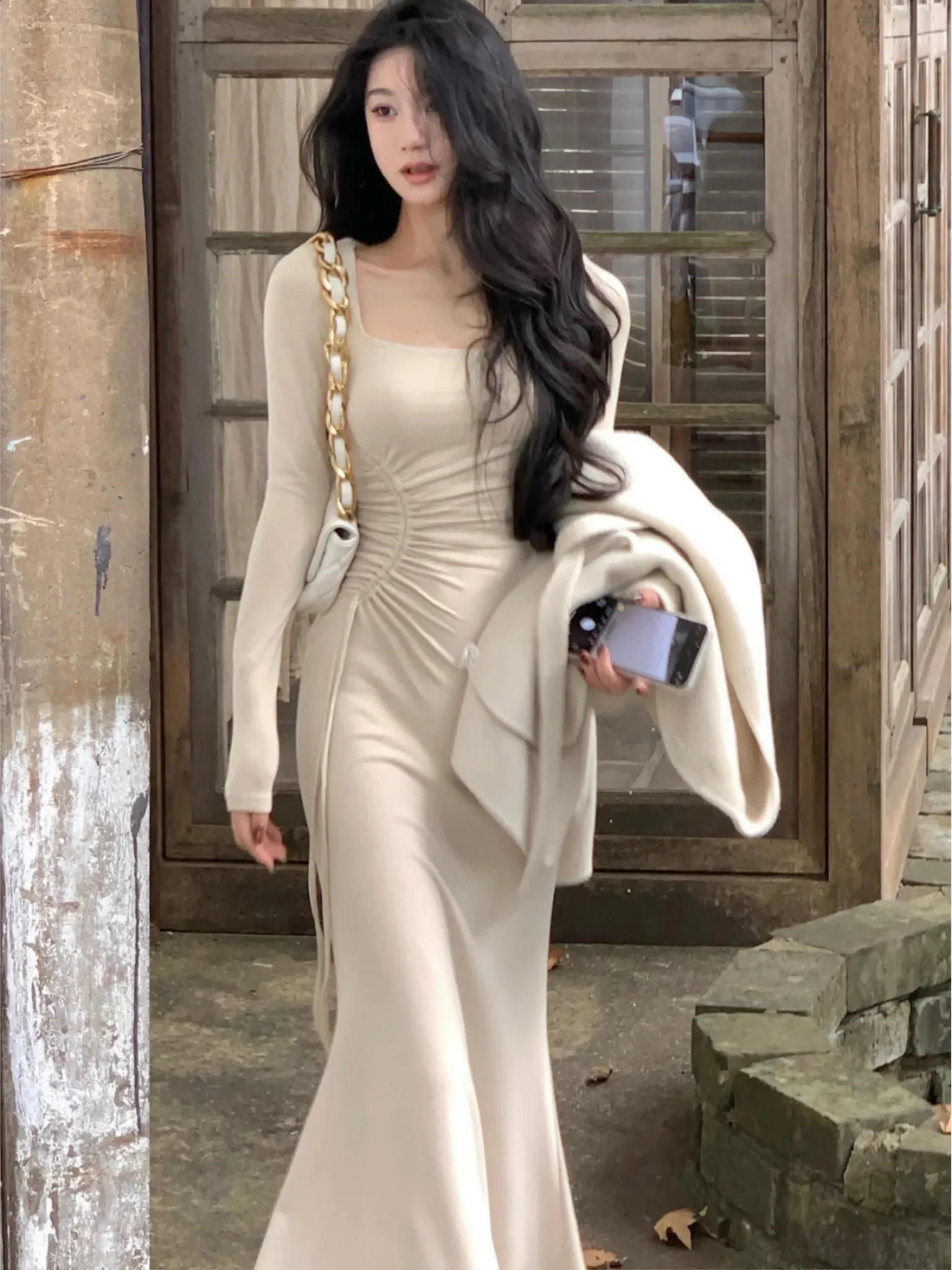 Elegant Bodycon Drawstring dress for Women - Perfect for Weddings, Parties, and Fashion - Korean Style Corset Y2K Robe - Style 240816