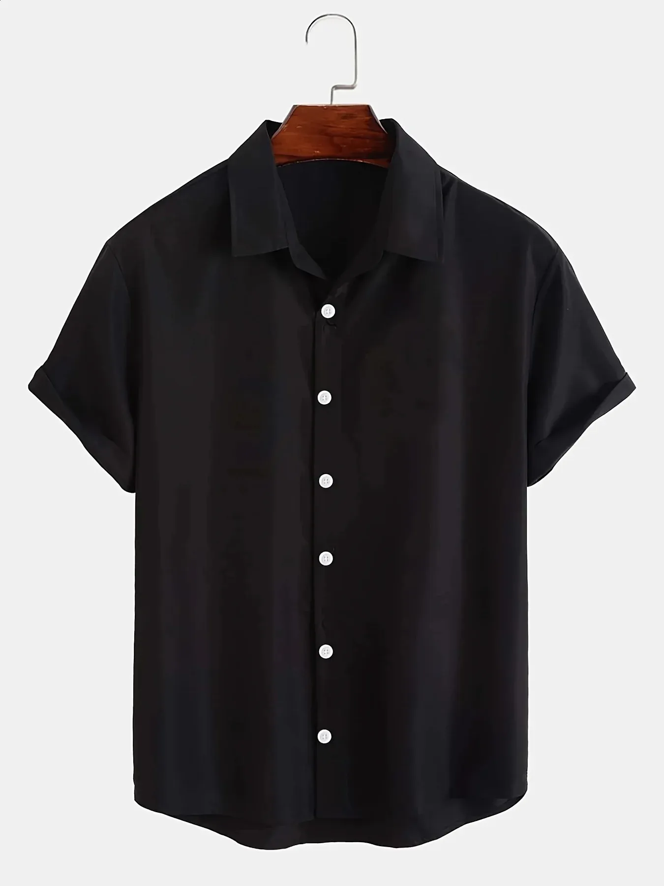 Mens Summer Short Sleeve Classic Mens Button Down Shirts Solid Color Button Down 100 Polyester Casual Basic Style 240816 From Leonorastore 8.04 DHgate.Com