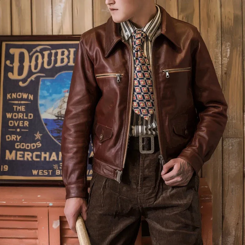 Just Like Dat Replica Jacket 【L-size】 Retro Flight Jacket: Classic Motorcycle Leather Jacket, Oil