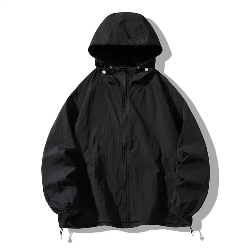 Summer Men's Hooded Thin Jacket: Waterproof, Sun Protection, Quick-drying, Black Windbreaker Coat Summer Men's Hooded Thin Jacket: Waterproof, Sun Protection, Quick-drying, Black Windbreaker Coat