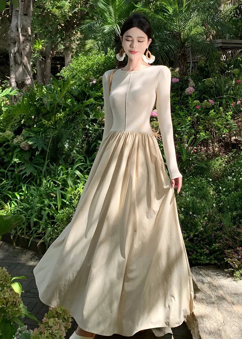 Casual Patchwork Long Dresses For Women O Neck Long From Casual Patchwork Long Dresses For Women O Neck Long From