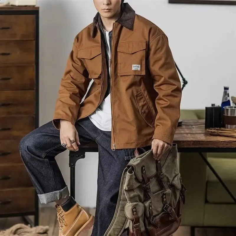 Retro Cargo Jacket: Multi-Pocket Autumn Coat, Trendy Workwear