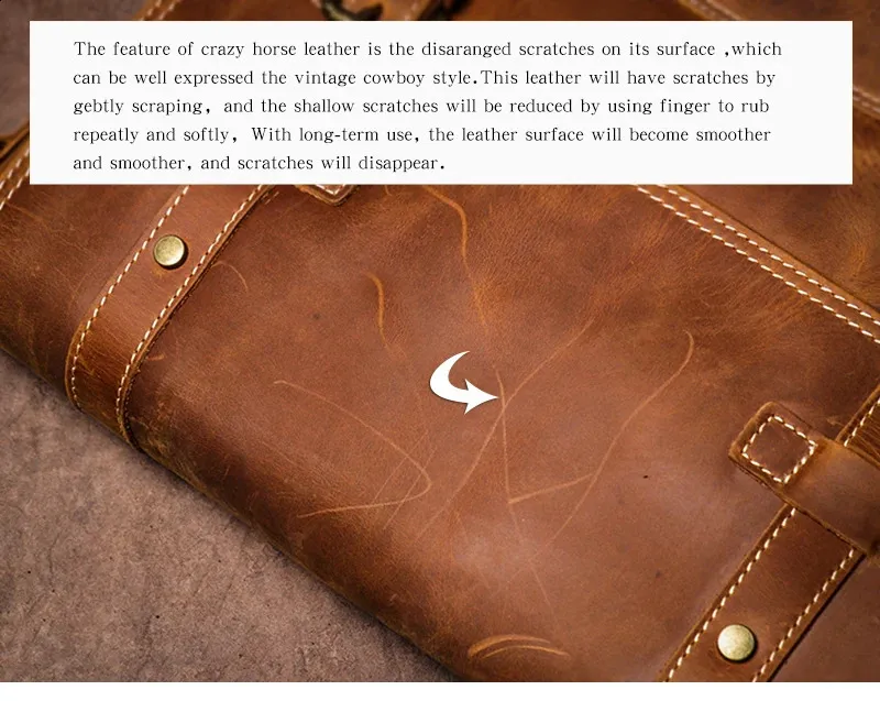 Crazy Horse Leather Messenger Bag Men Shoulder Bag Retro Satchel