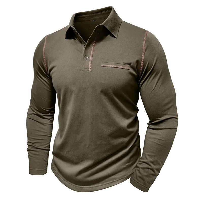 Mens Long Sleeve Casual Shirts Cotton Blend, Autumn/Winter, Lapel T Shirt, Polo Style, XXL From Your__wardrobe, $34.88 | DHgate.Com