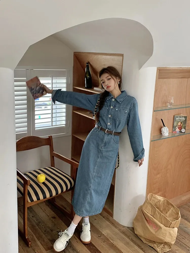 Korean Clothing Womens Denim Midi Dress, Ladies Long... From Sereinstore,  $42.83 In Bulk | DHgate.Com