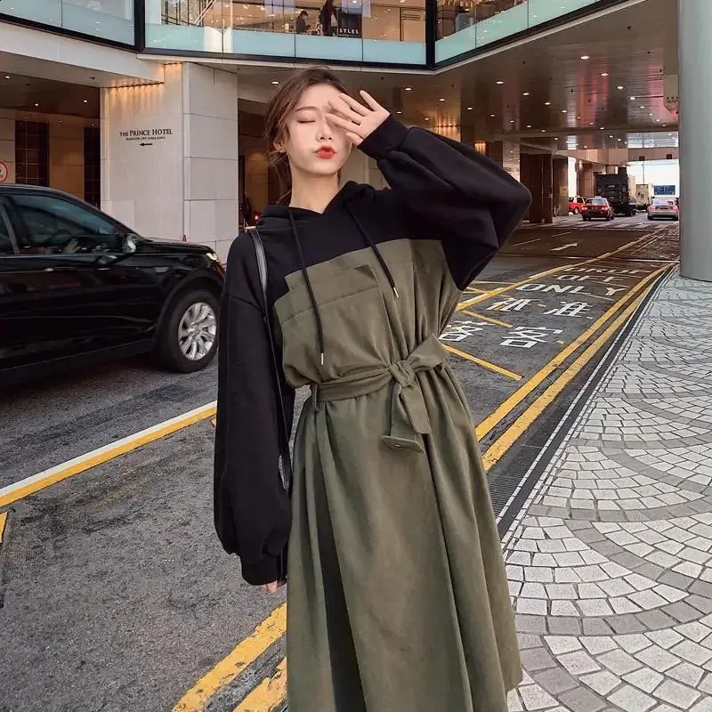 Hoodie Sweatshirt Maxi Dress, Thick Cotton Blend Midi... From Sereinstore,  $31.77 In Bulk | DHgate.Com