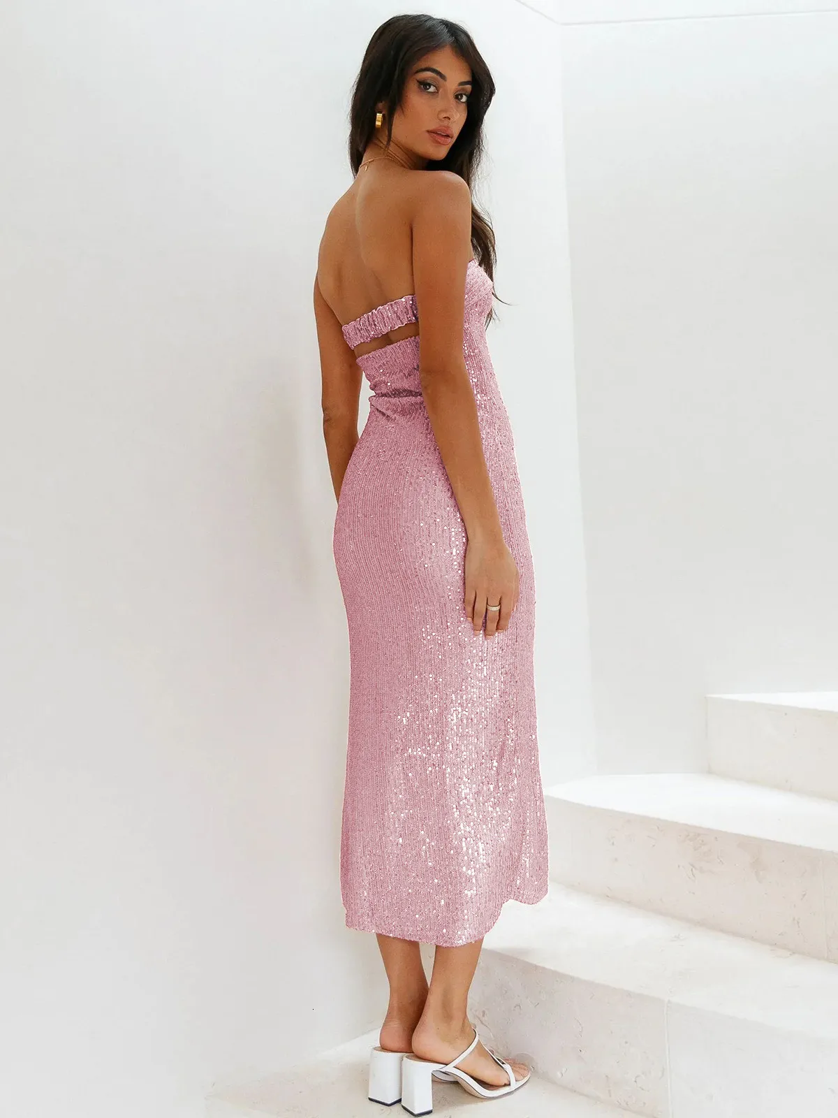 Bead Strapless Sequin Dress Hollow Out Long... From Julia_dress, $37.19 In  Bulk | DHgate.Com