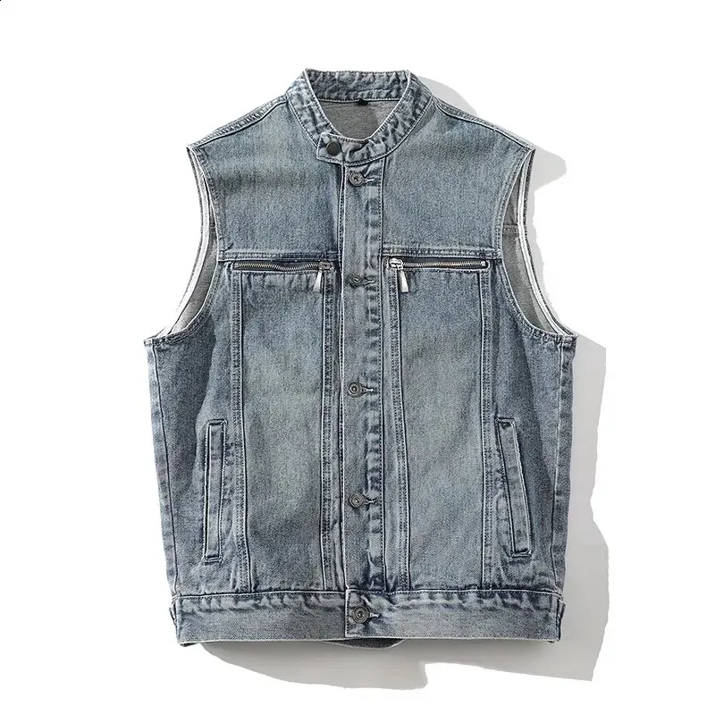 Chaleco De Mezclilla Punk Con Calavera Para Hombre – Chaleco Motero Sin Mangas, Chaqueta Vaquera Con Solapa Y Letras