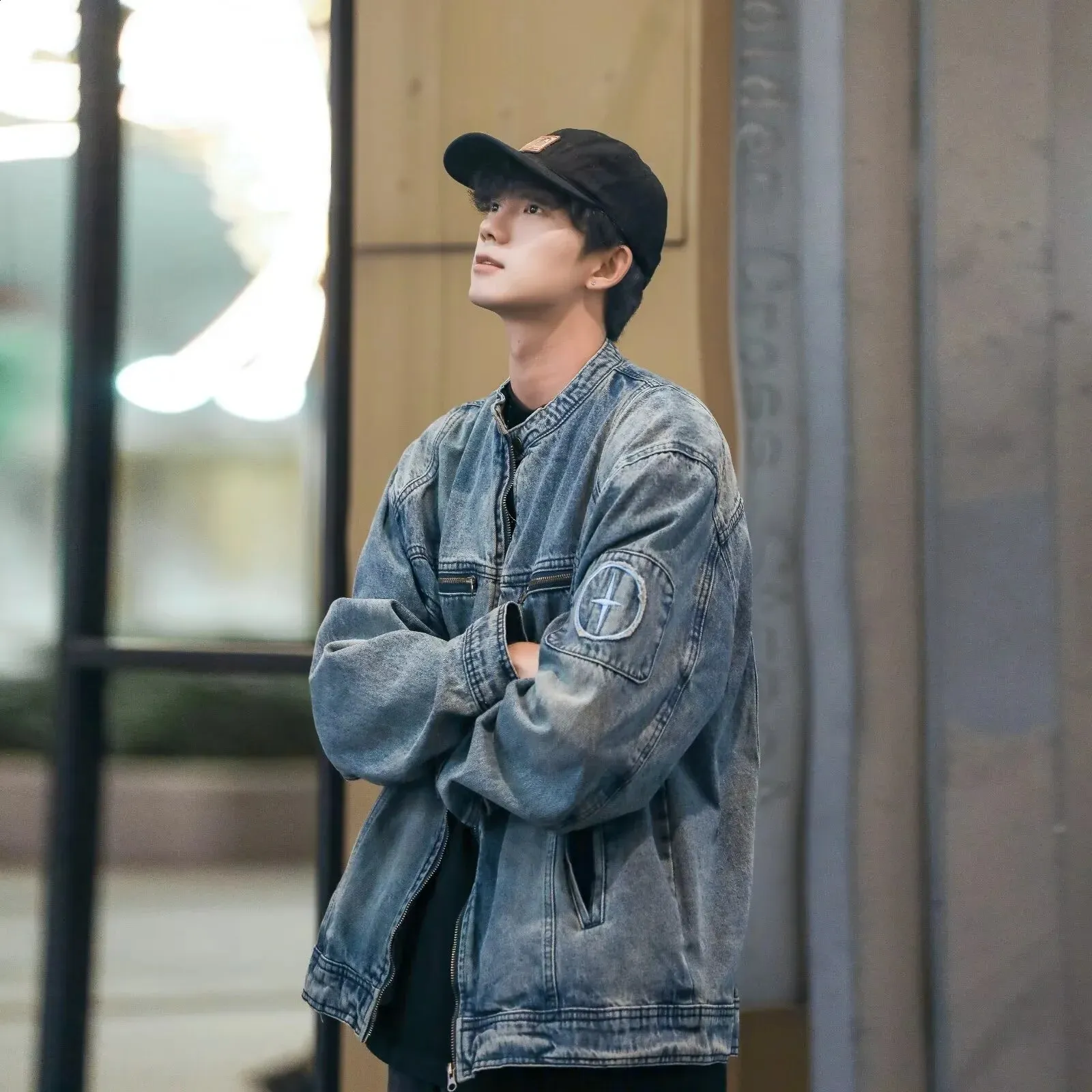 Wash Vintage Denim Jacket Man Woman High Street Loose Cowboy