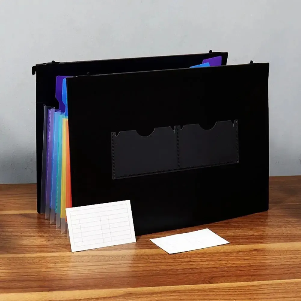 HUA JIE A4 Storage File Boxes Plastic Archives Cases With Clip, PVC File Folder Organizer Document Storage Filing Box For Office,32.5×6.5×24 Cm, Black(Pack Of 6