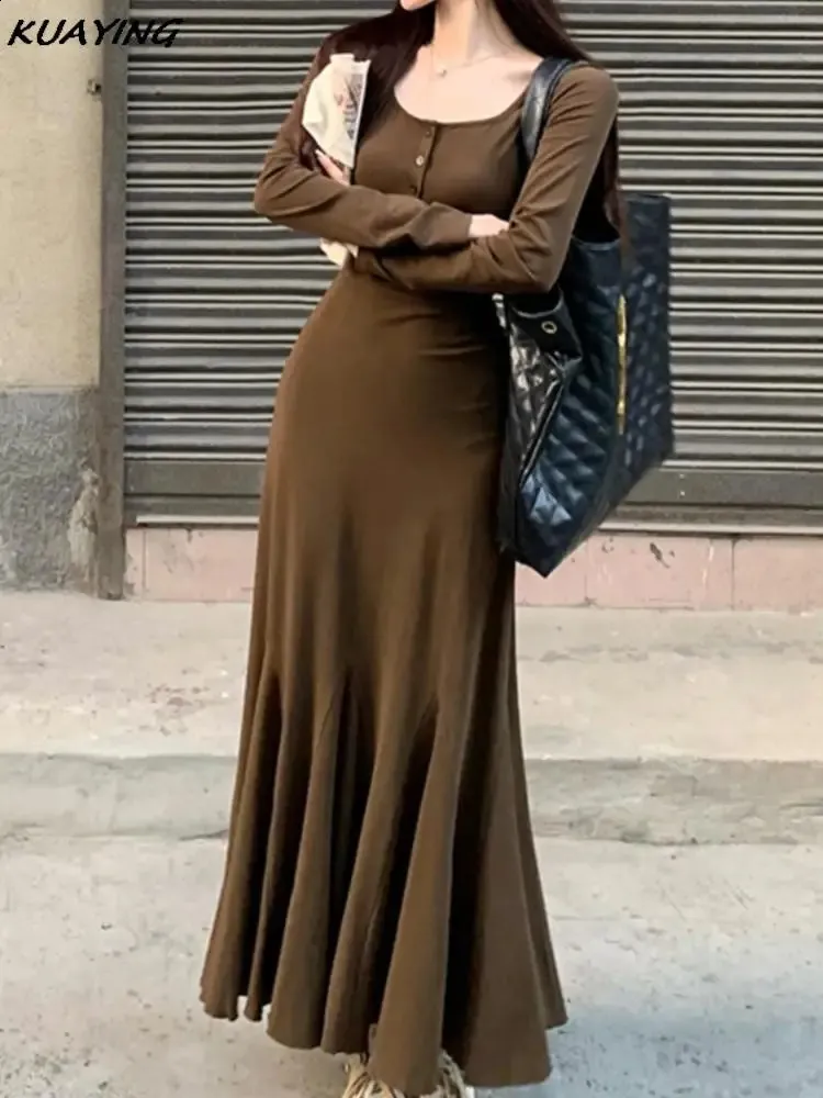 Long Sleeve Floor-Length Mermaid Dress Women Autumn Chiffon Bodycon Slim  Casual Korean Style from Dhgate Basic & Casual Dresses - price 83.55