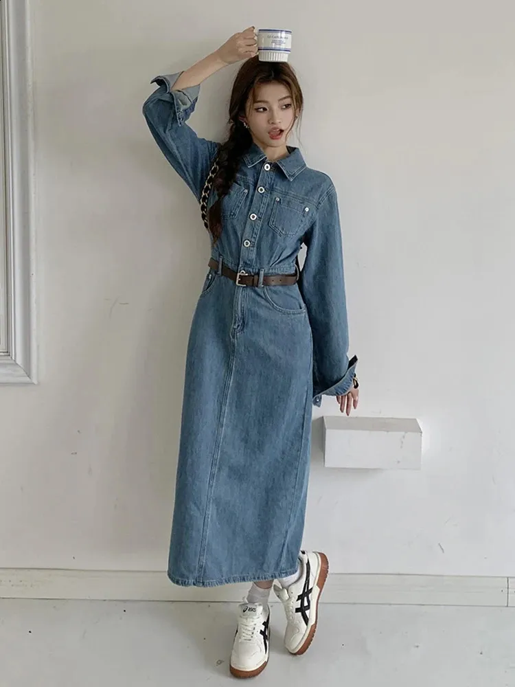 Denim Dress Straight Dress With Belt Save Big On Bulk Denim Dress